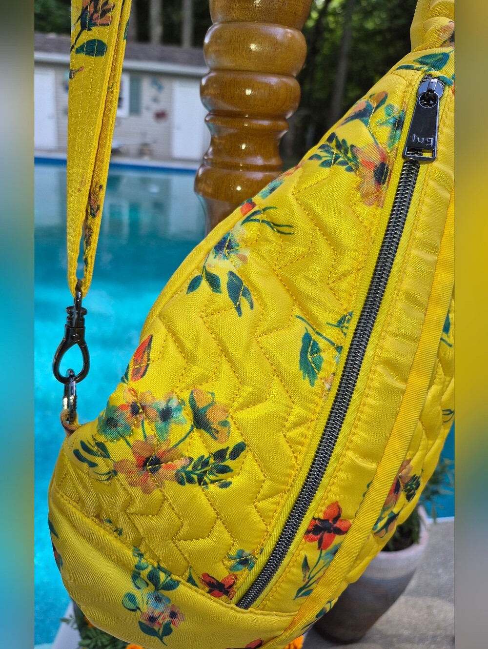 Lugz Yellow Quilted Floral Crossbody Sling Bag - Picture 3 of 10